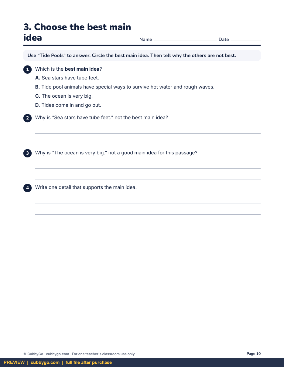 Preview page 4 of Finding the Main Idea in Nonfiction