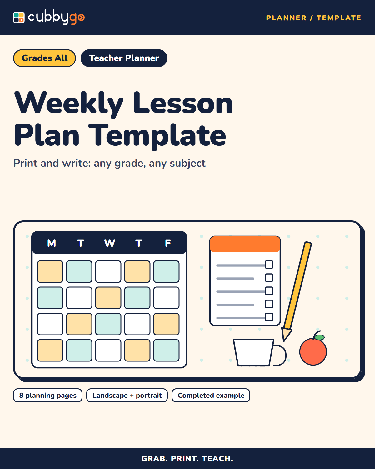 Cover of Weekly Lesson Plan Template (Print and Write)
