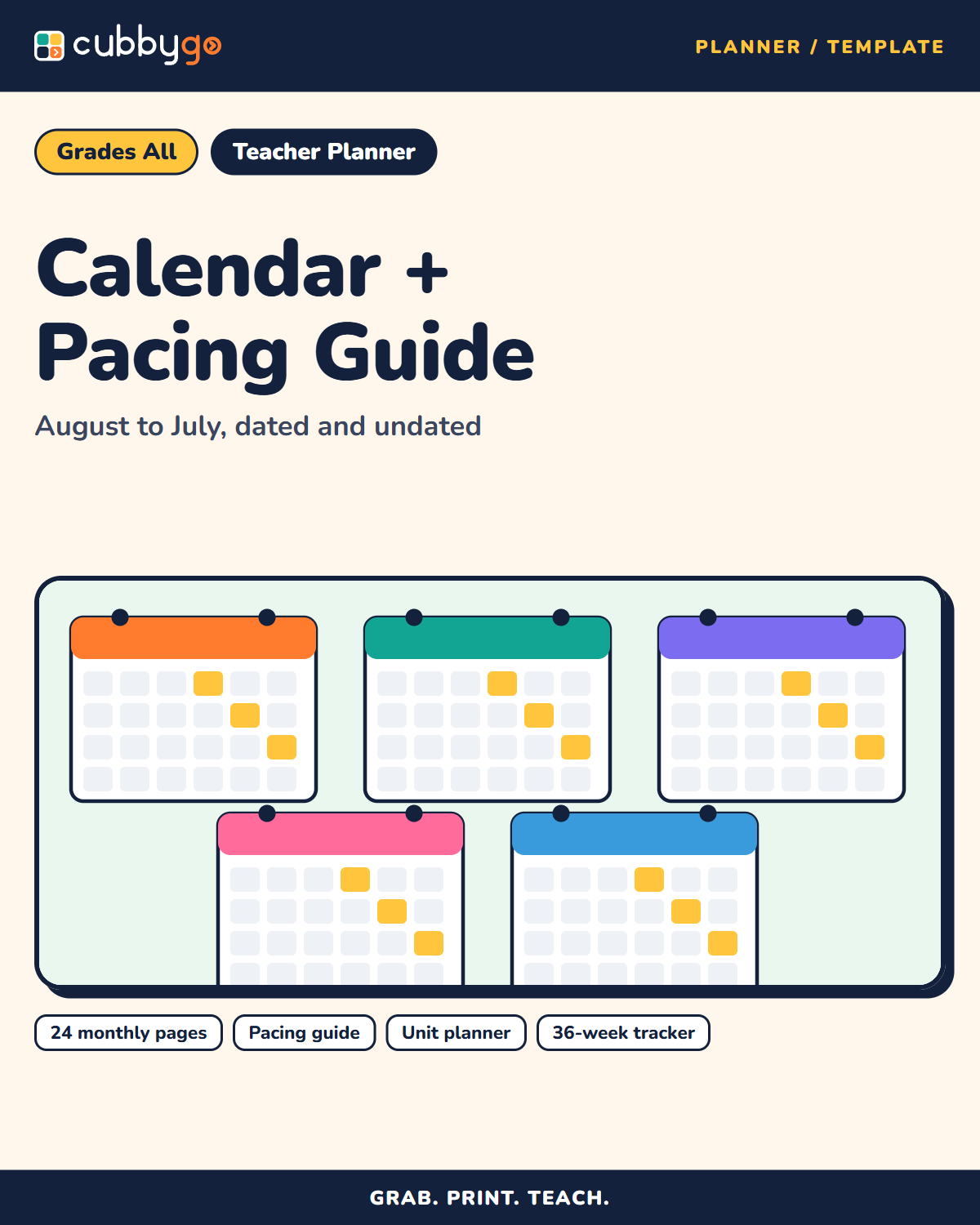 Cover of Monthly Calendar and Pacing Guide (Aug-Jul)